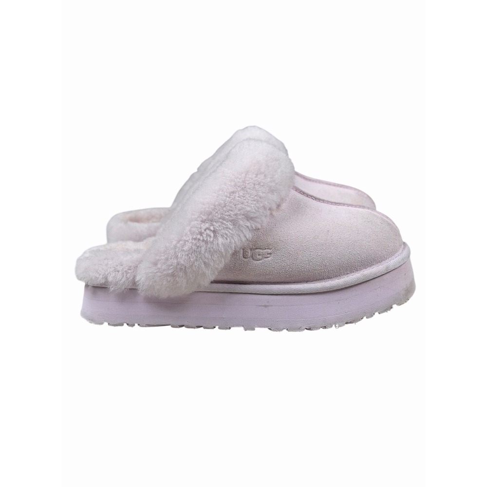 UGG Disquette Slippers Women's Size 7 US Purple Lavender Suede Fur Lined 1122550